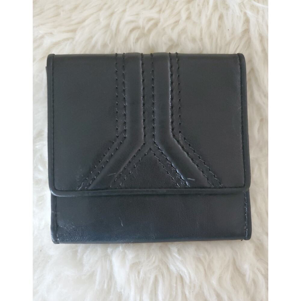 FRANCESCO BIASIA Wallet Credit Card holder clutch Tri fold Black Leather 4x4 New